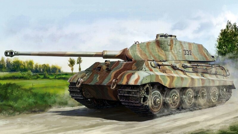 Camouflaged Tank on Road