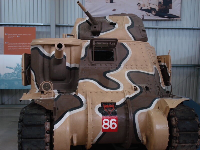 Camouflaged Tank — Tan, Neutral, Photograph, Museum