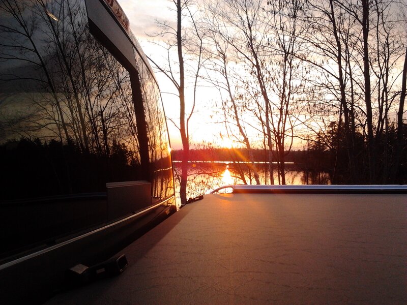 Camper Van at Sunset — Orange