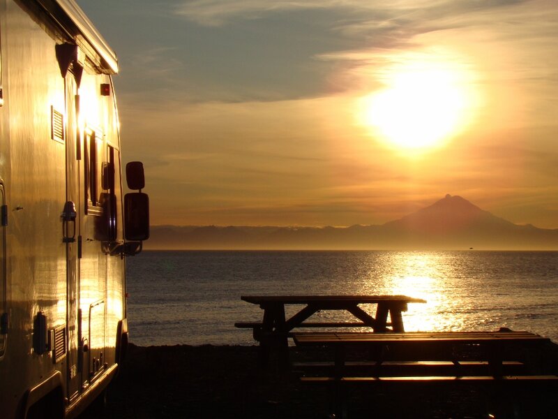 Camper Van at Sunset