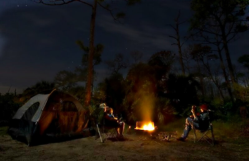 Campers at Night — Black, Calm