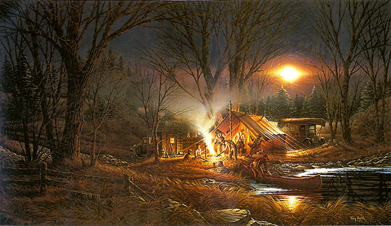 Campers at Night — Orange