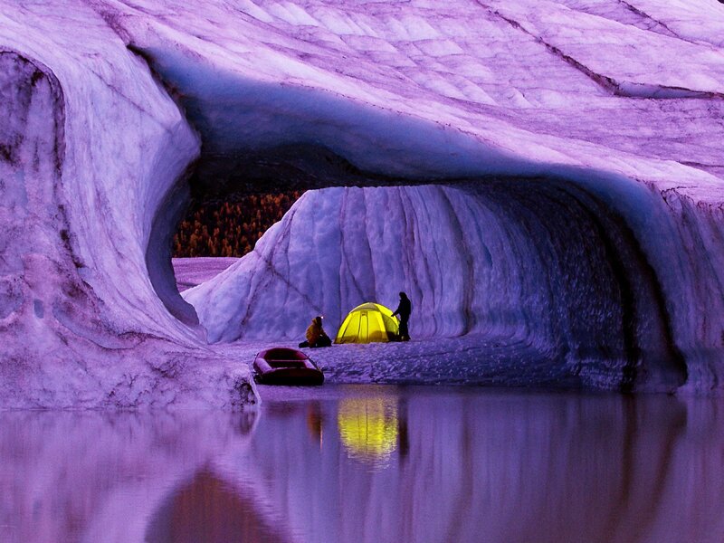 Campers in Ice Cave — Purple