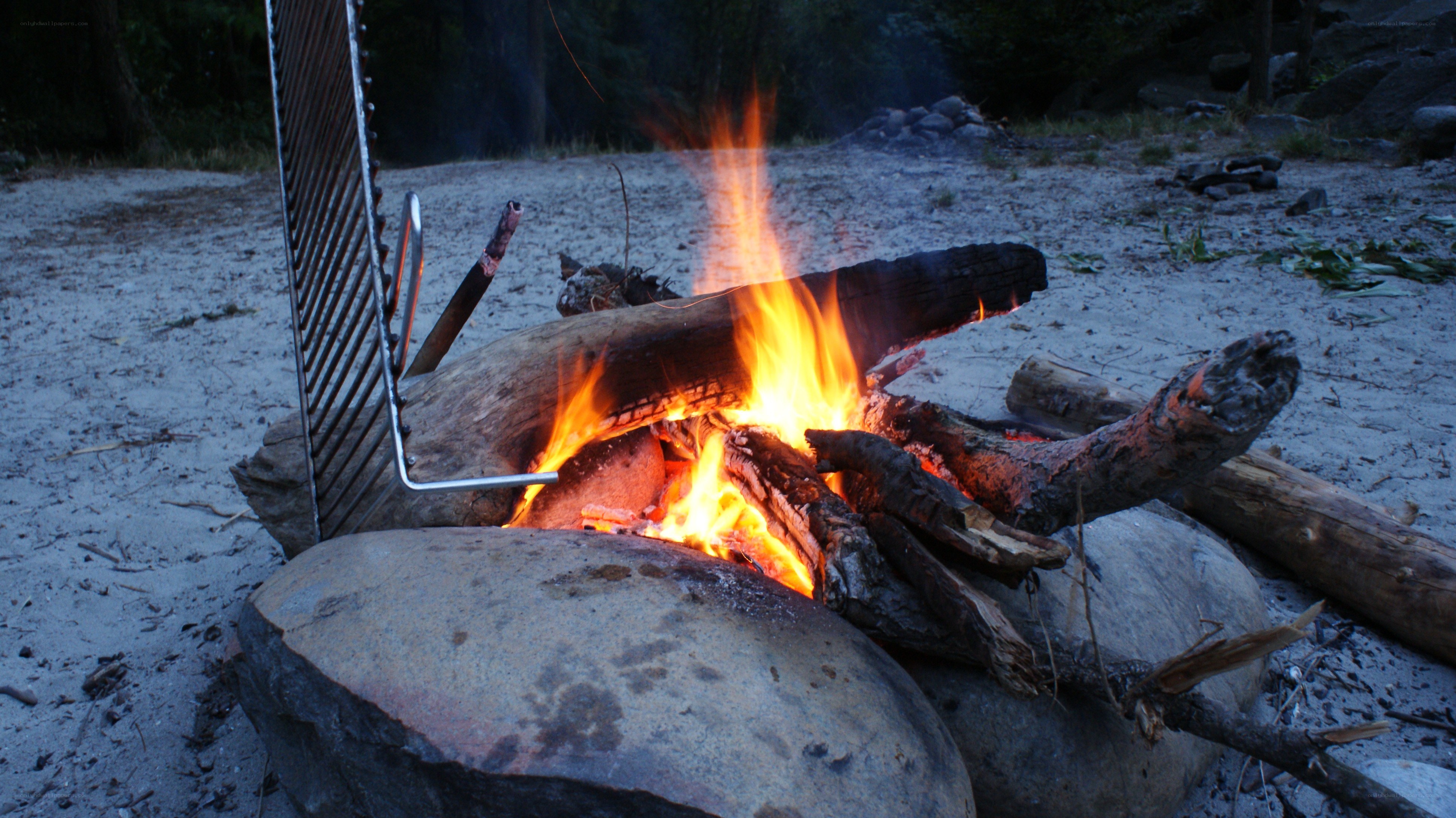 Campfire at dusk
