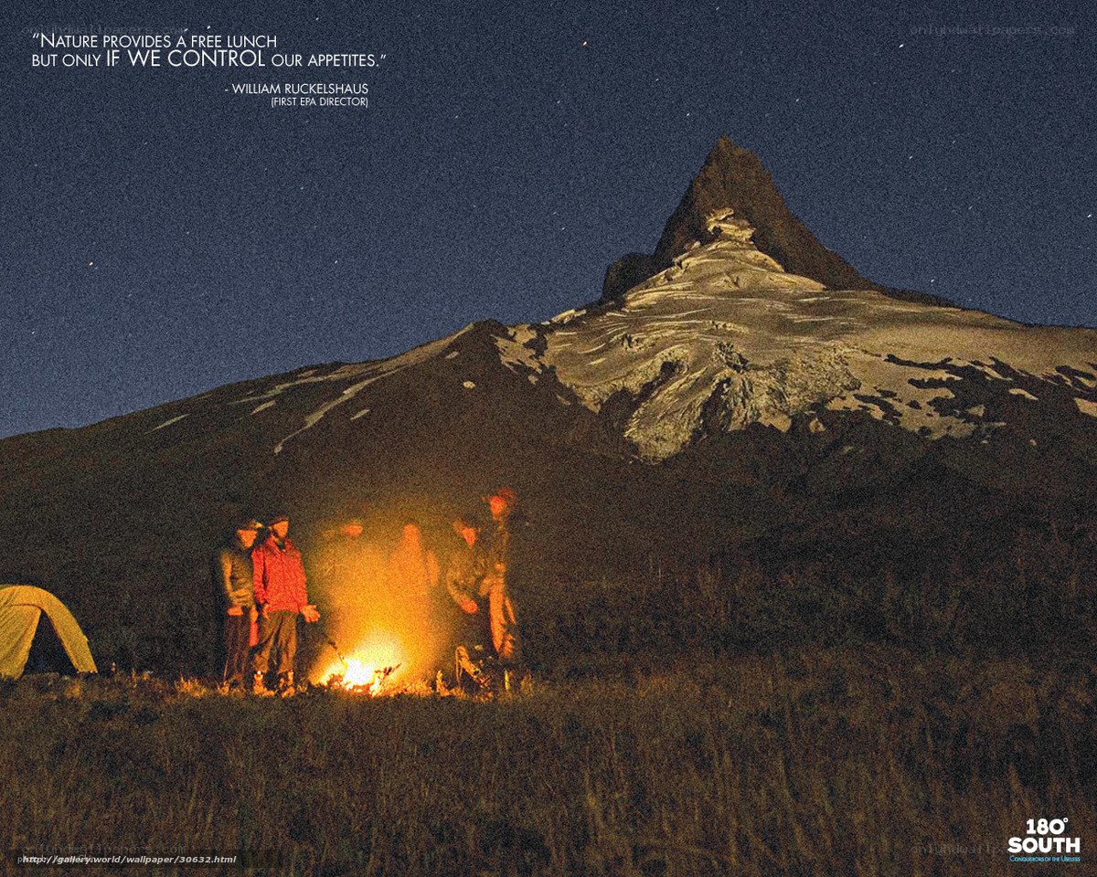 Campfire at mountain base