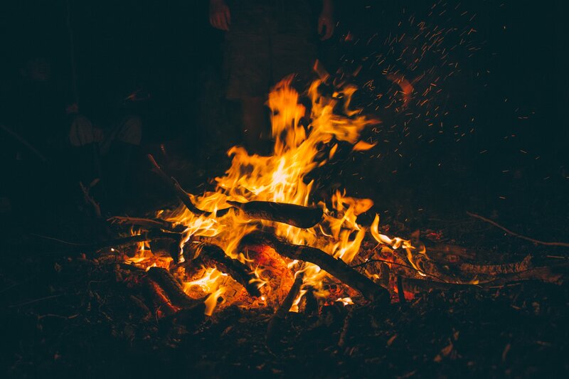 campfire at night