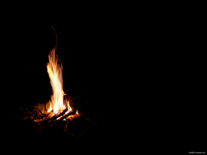 Campfire at Night — Black, Dramatic