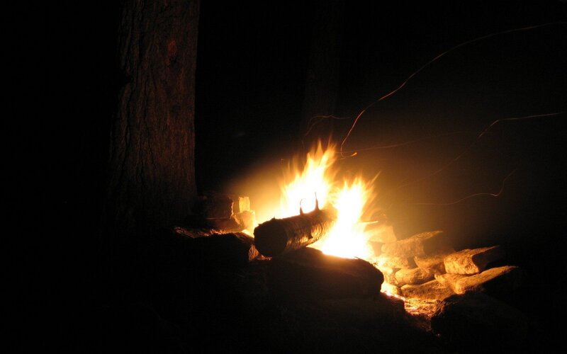 Campfire at Night — Black