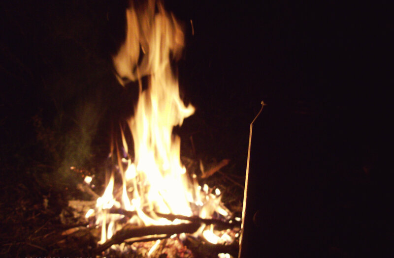 Campfire at Night — Black, Warm, Photograph