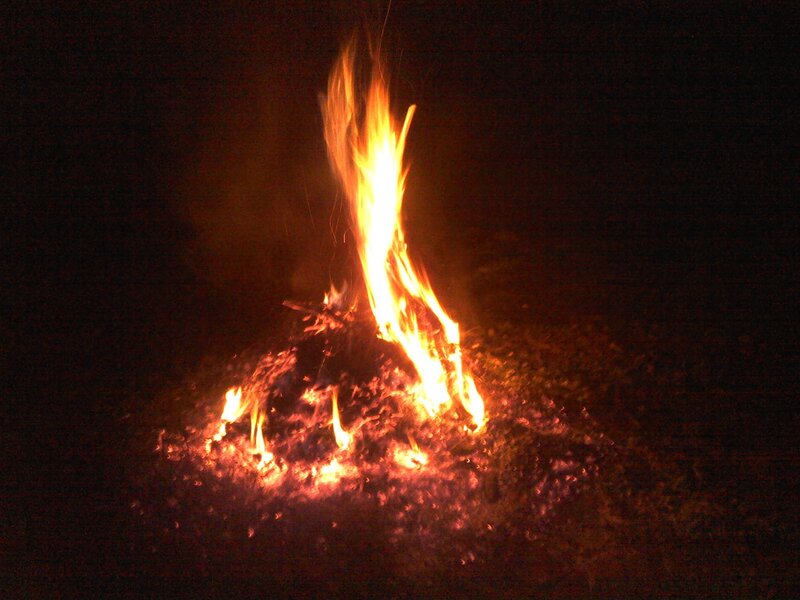 Campfire at Night — Orange, Dramatic, Photograph, Flames, Embers