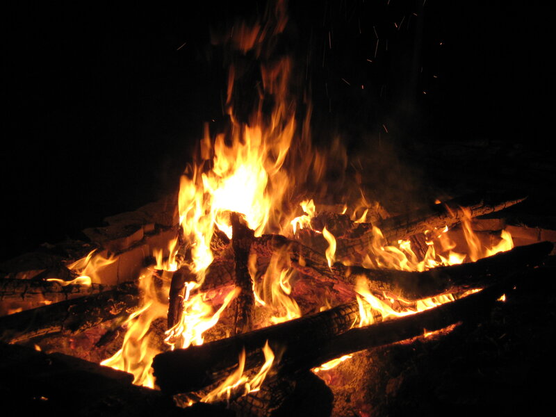 Campfire at Night — Orange, Dramatic, Photograph