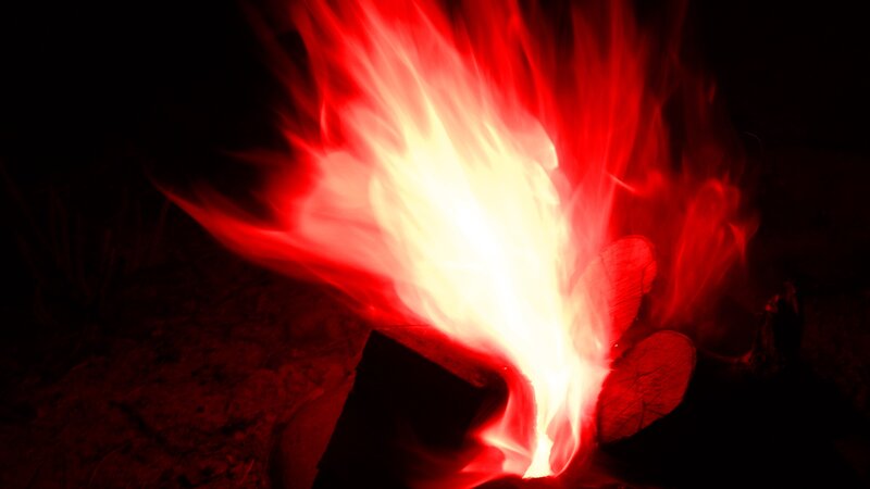 Campfire at Night — Red, Dramatic