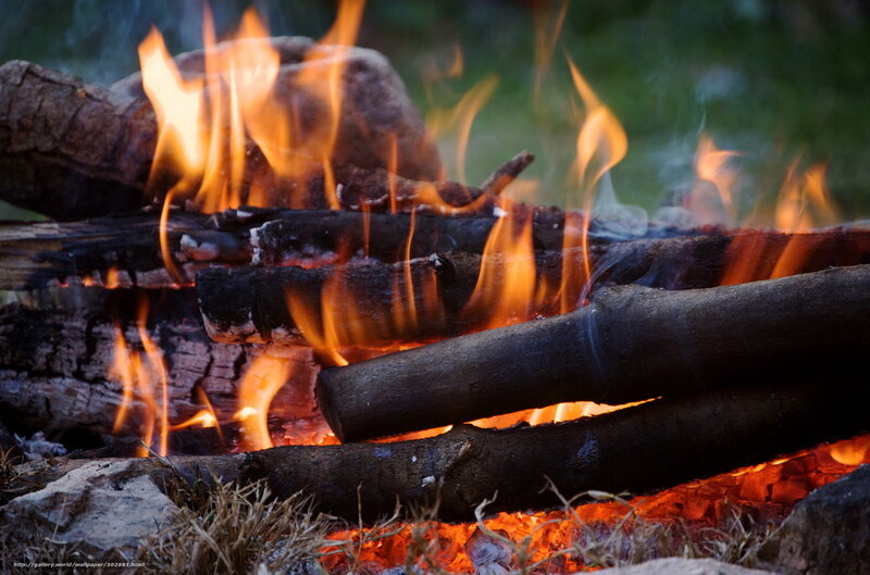 campfire burning at dusk