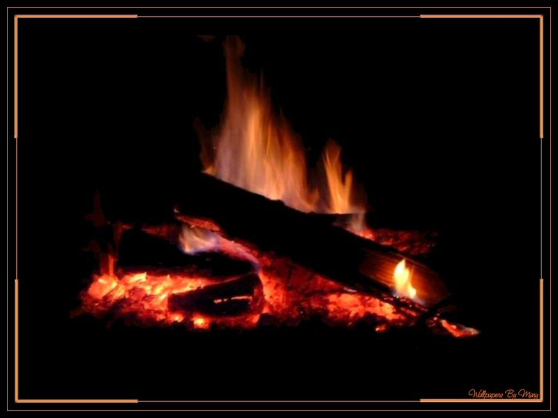 Campfire Burning at Night — Black