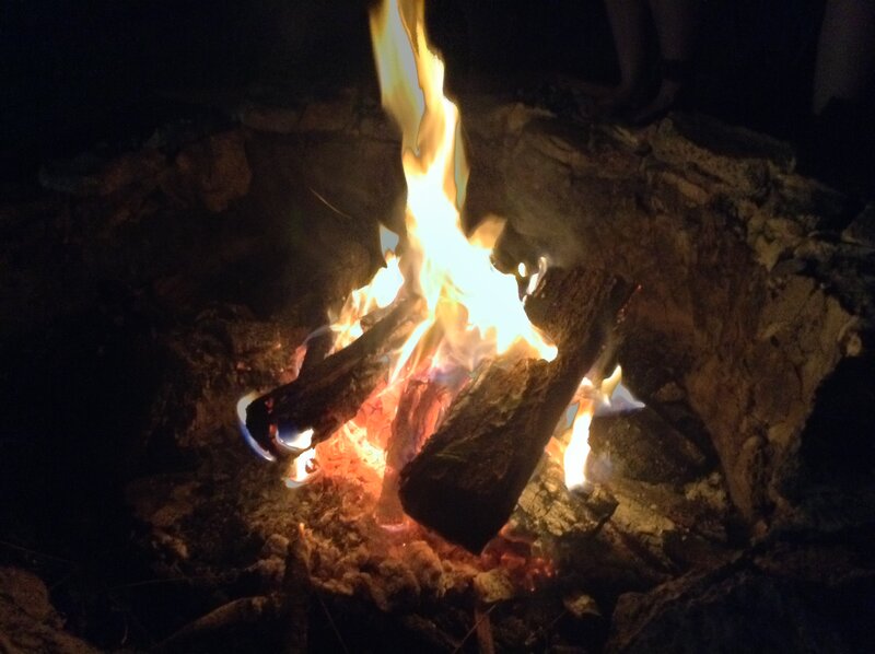 Campfire Burning at Night — Black, Warm