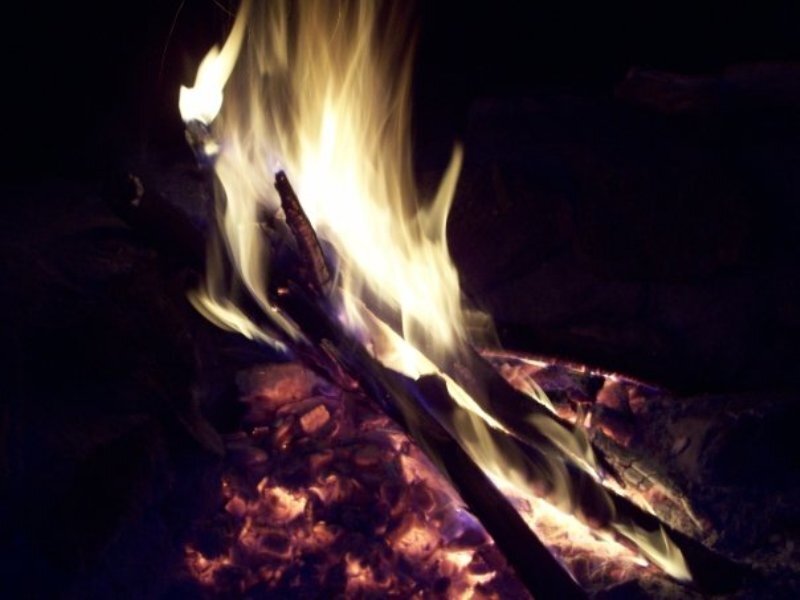 Campfire Burning at Night — Yellow