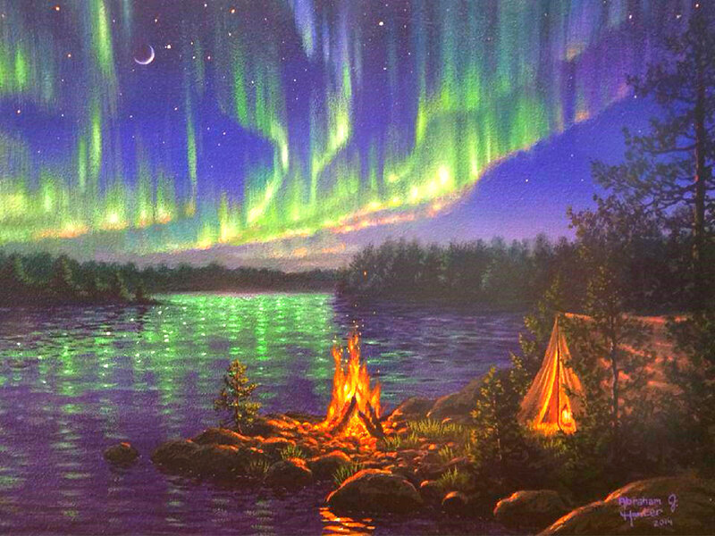 Campfire by Lake — Green, Serene
