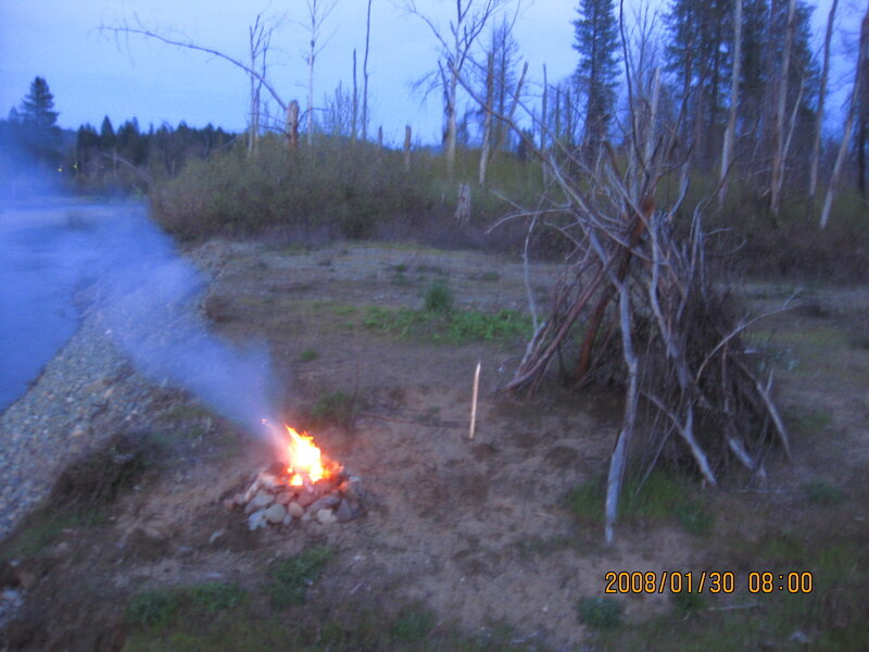 Campfire by Riverbank