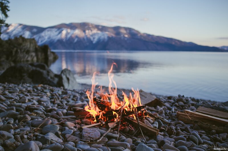 Campfire by the lake