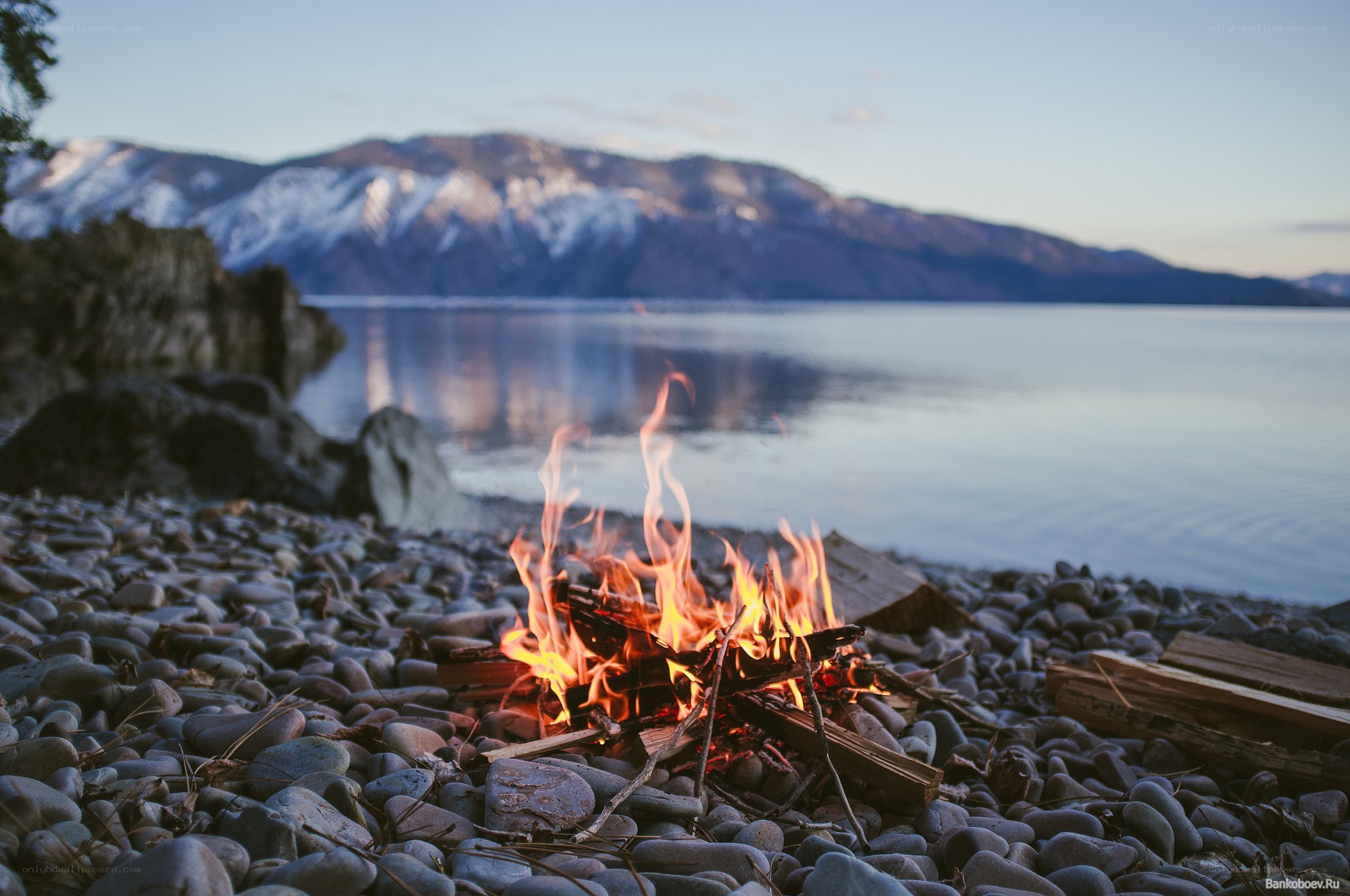 Campfire by the lake