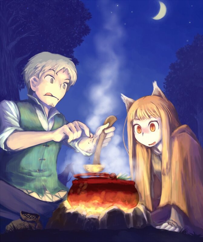 campfire cooking scene
