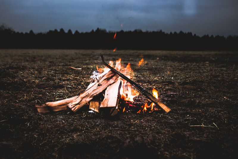 Campfire in a field