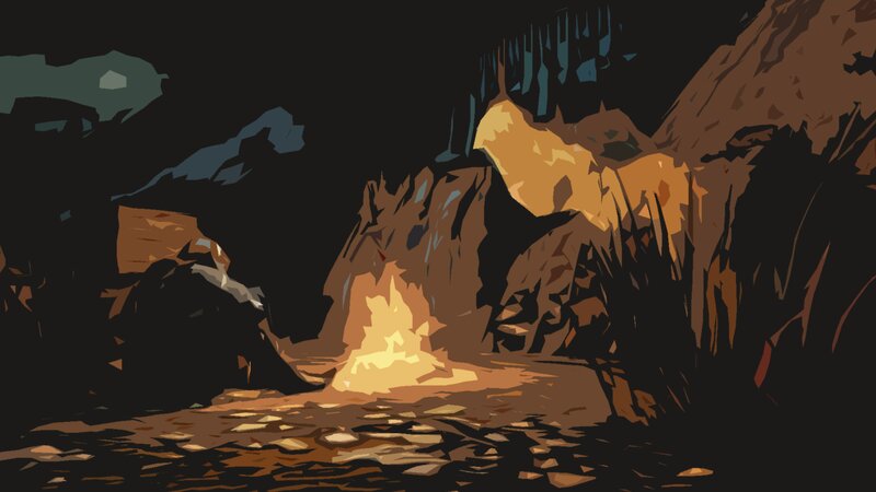 Campfire in Cave — Brown