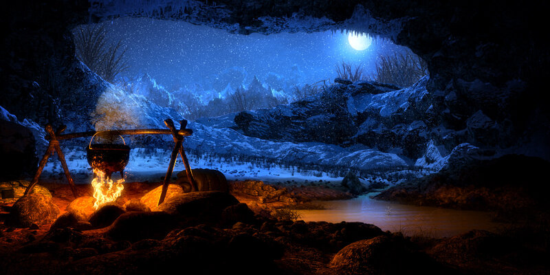 Campfire in Cave