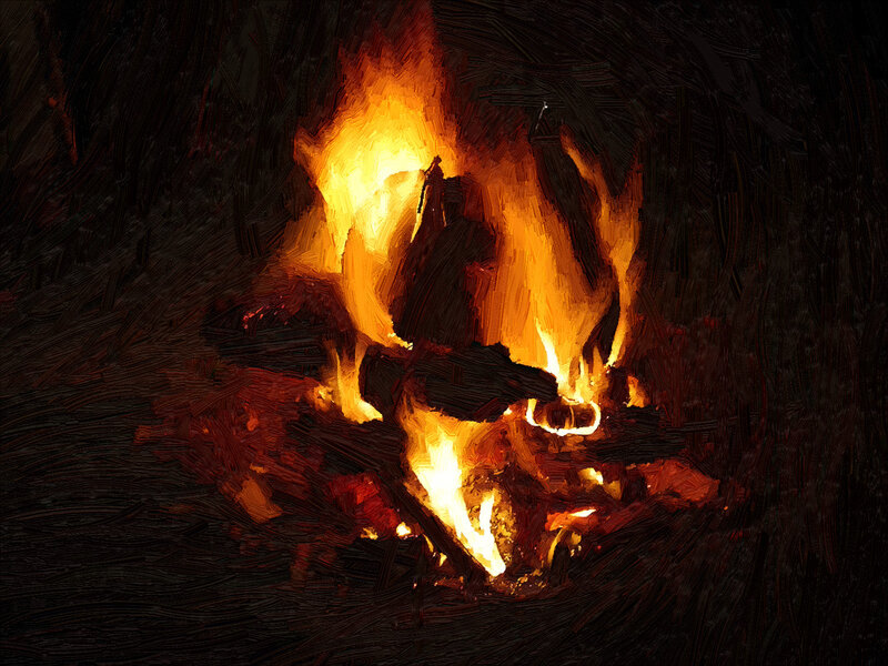 Campfire in Dark Woods