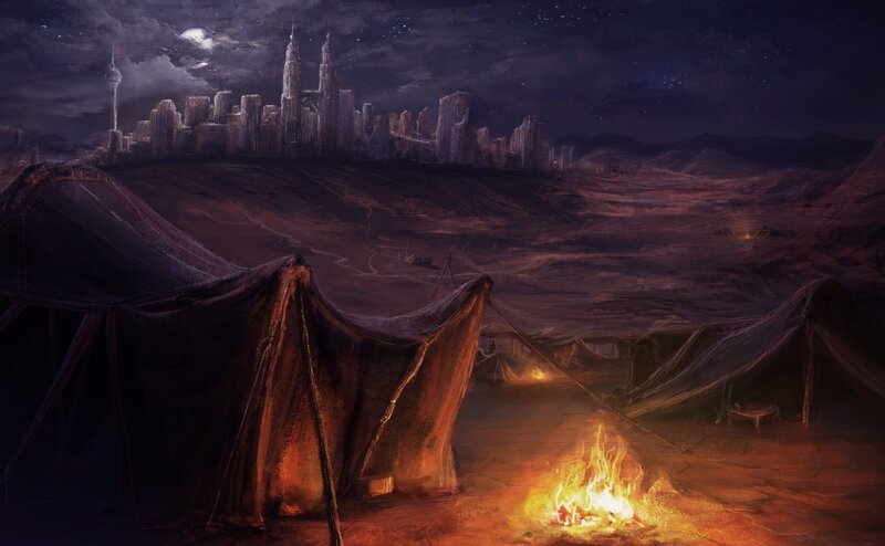 Campfire in Desert