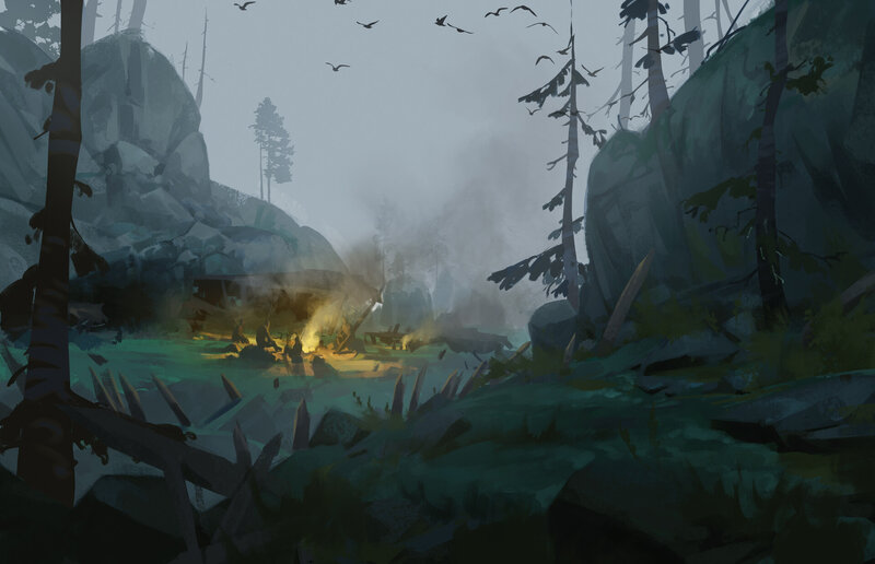Campfire in Forest Valley