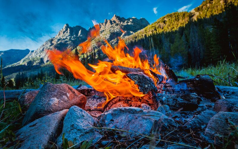Campfire in Mountains
