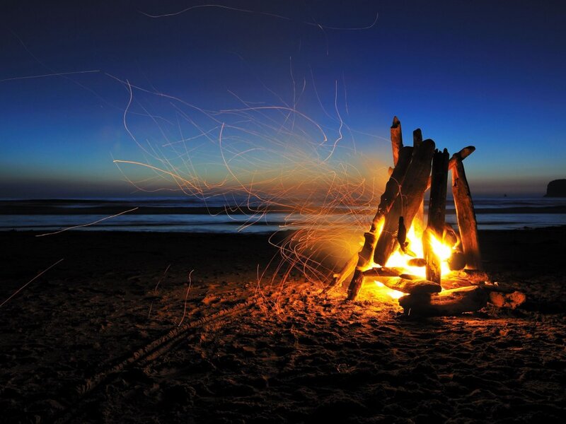 Campfire on Beach — Orange, Dramatic