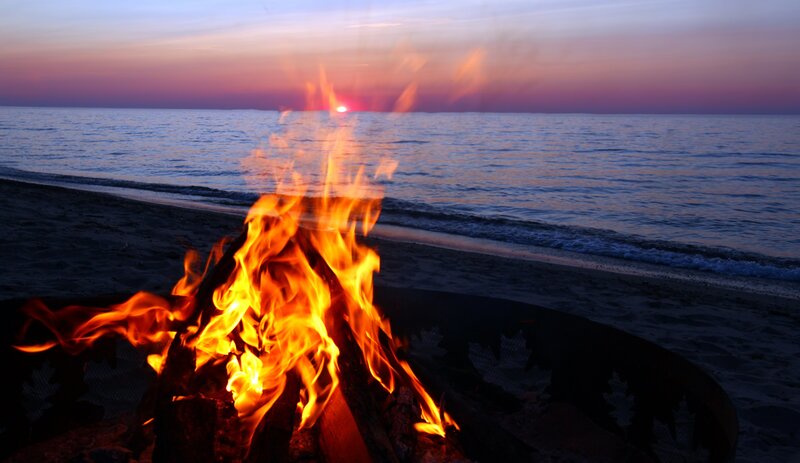 Campfire on Beach — Orange, Serene