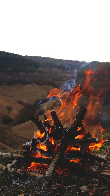 Campfire on Hillside