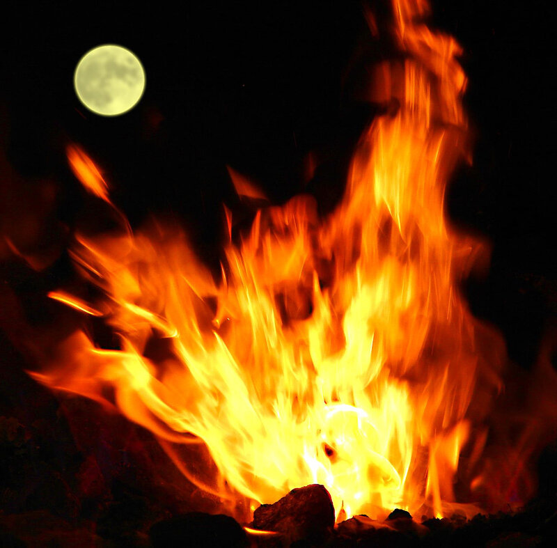 campfire under the moon