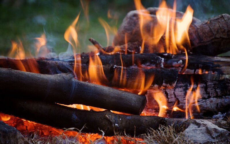 Campfire with Burning Logs — Orange