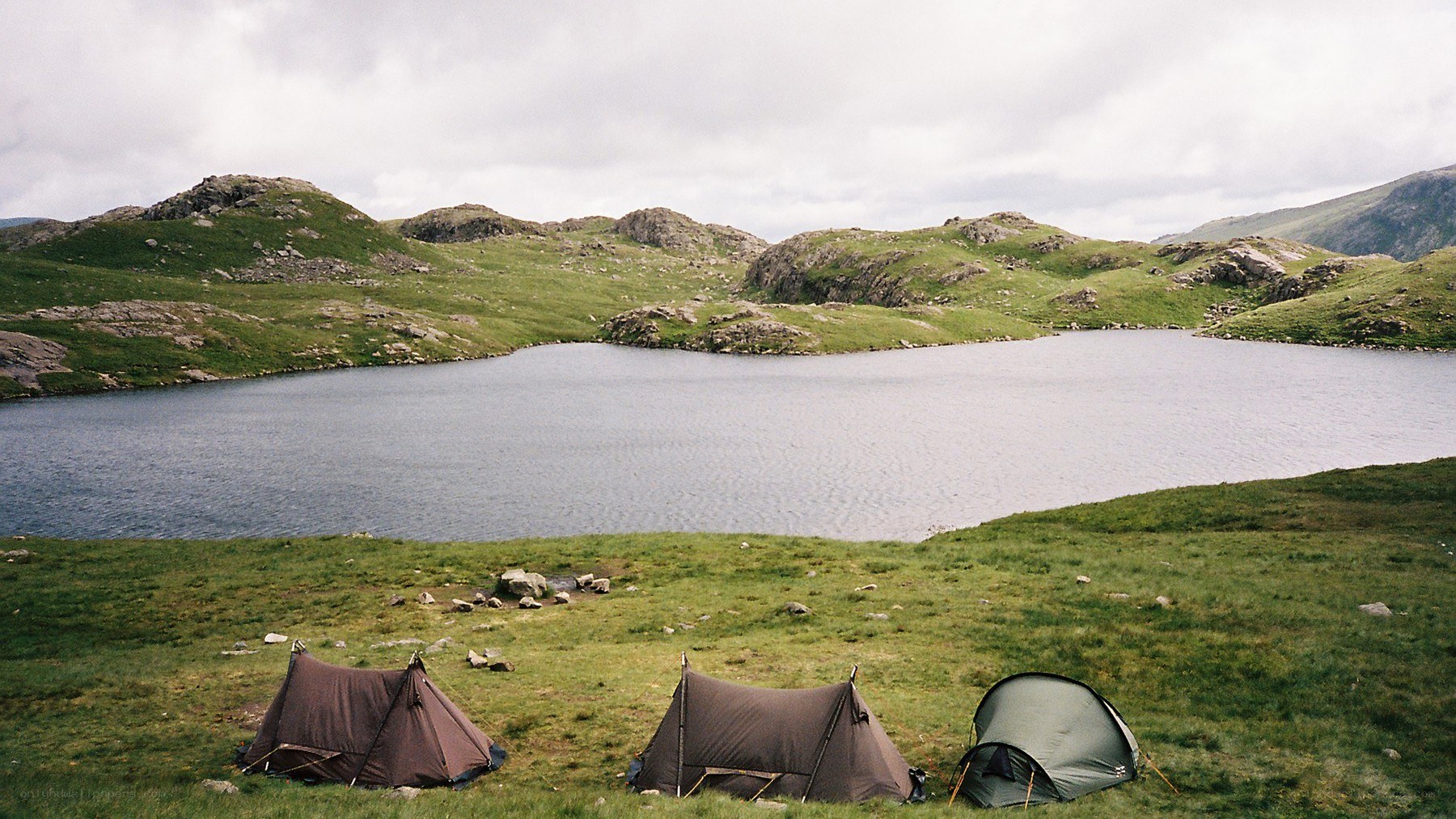 Camping by a mountain lake