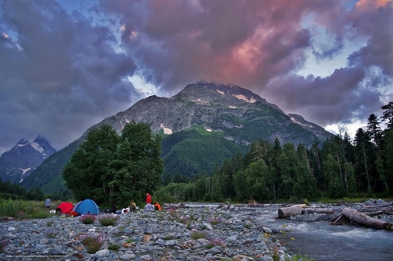 Camping by a mountain river