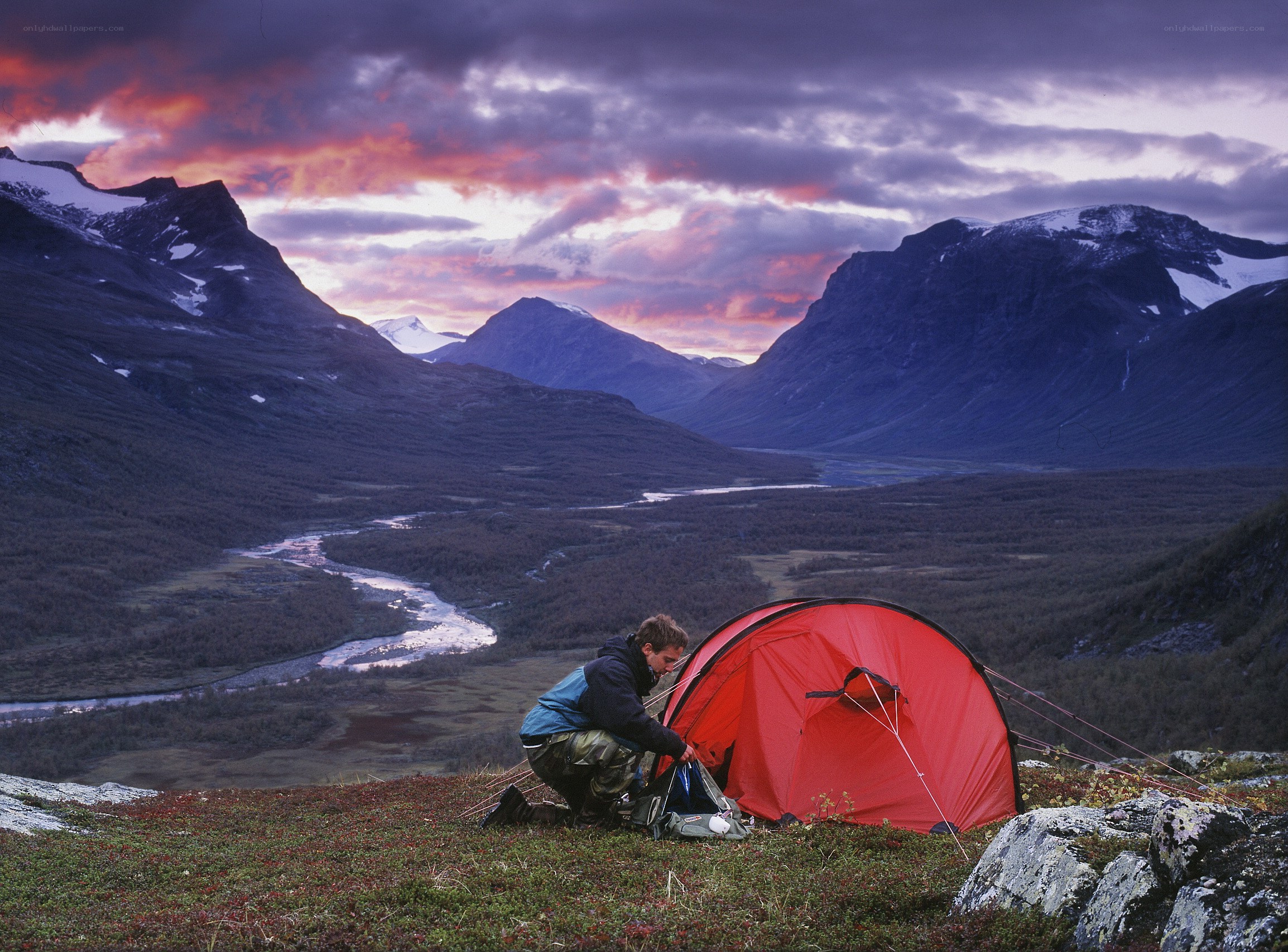 Camping in a mountain valley