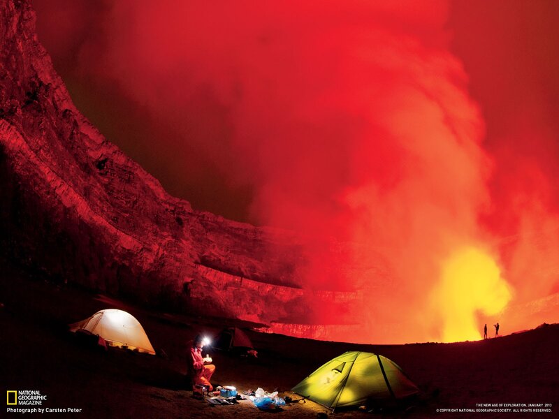 Camping near a volcano