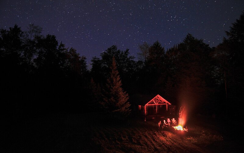Camping under a starry sky