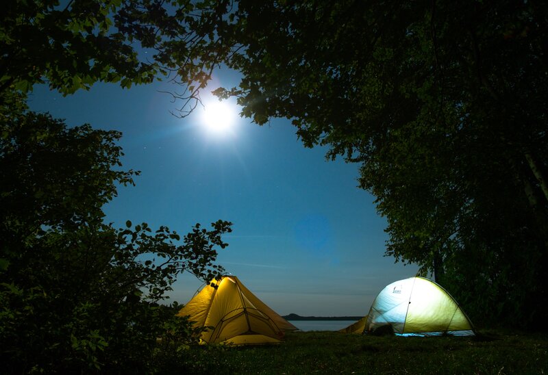 Camping under the moonlight