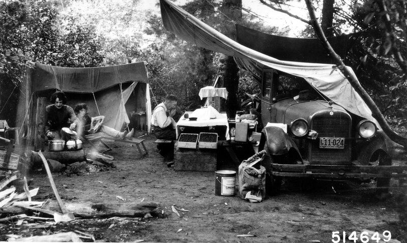 Camping with a vintage car