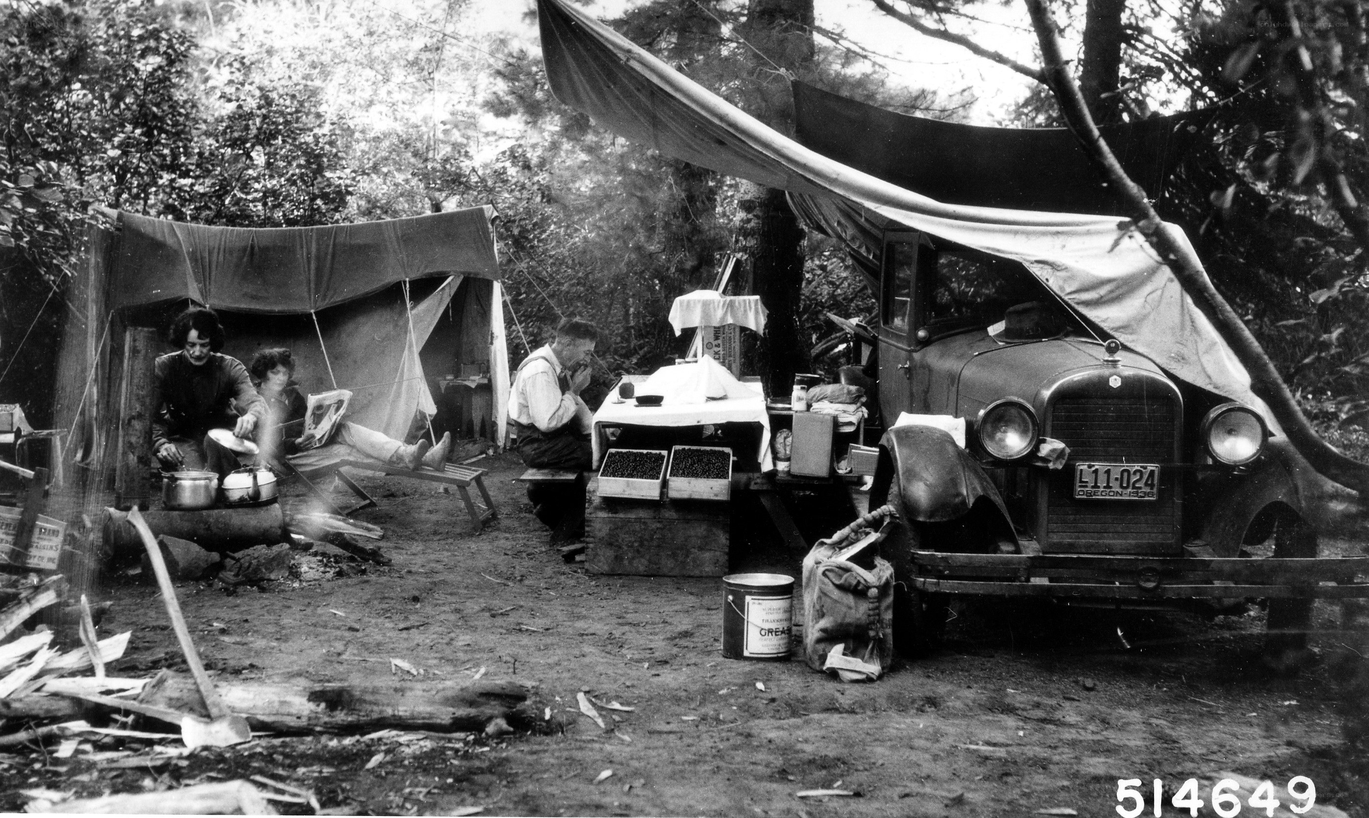 Camping with a vintage car