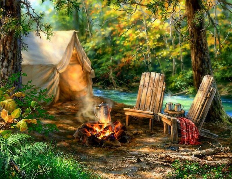 Campsite by River — Green