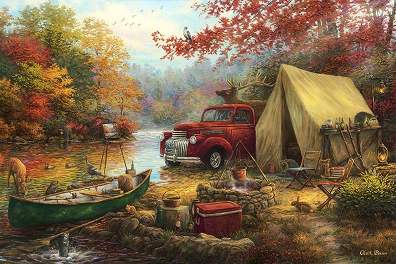 Campsite by River — Red