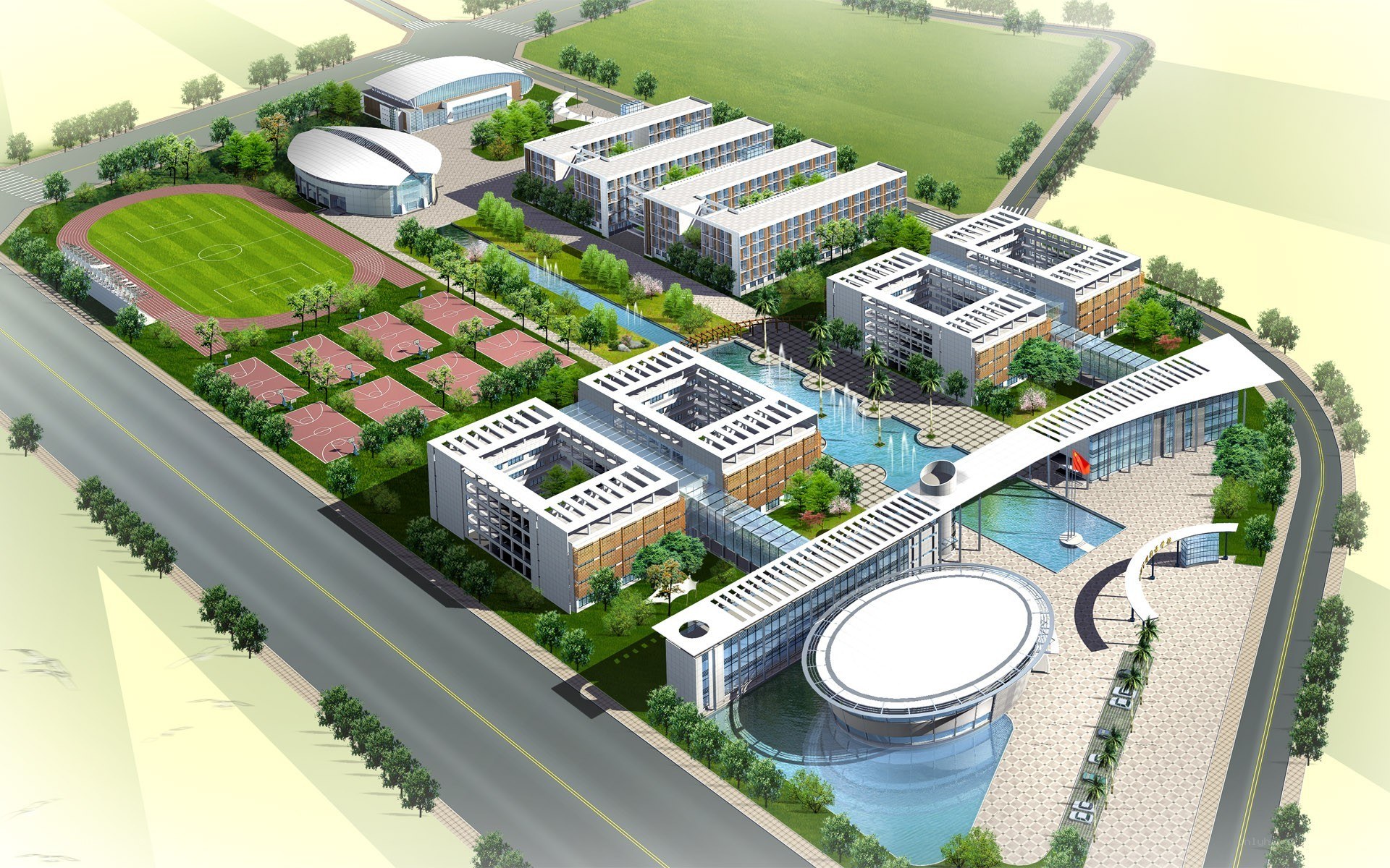 Campus architectural rendering