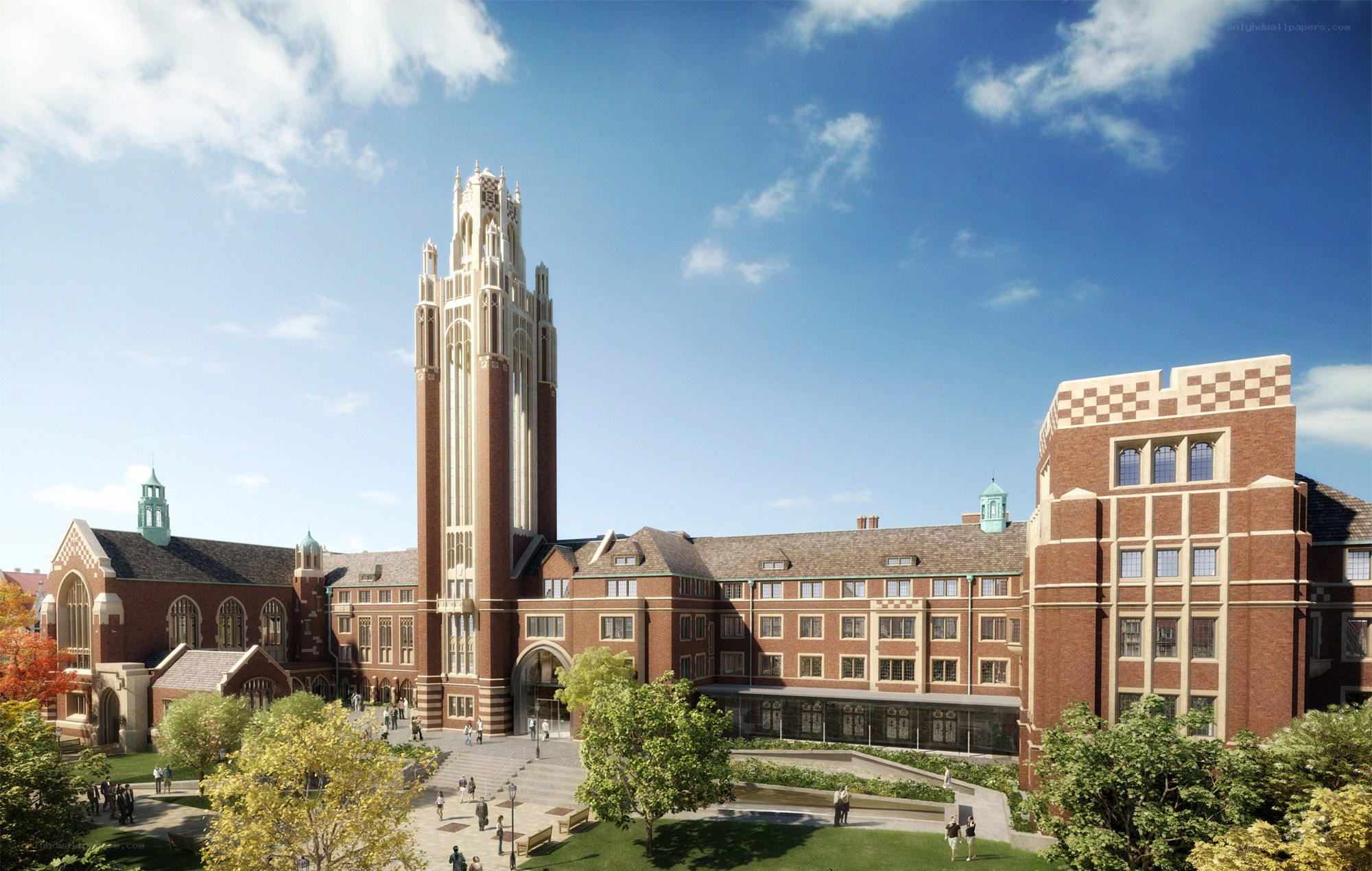 campus with tall tower