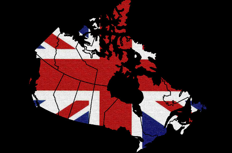 Canada map with Union Jack flag
